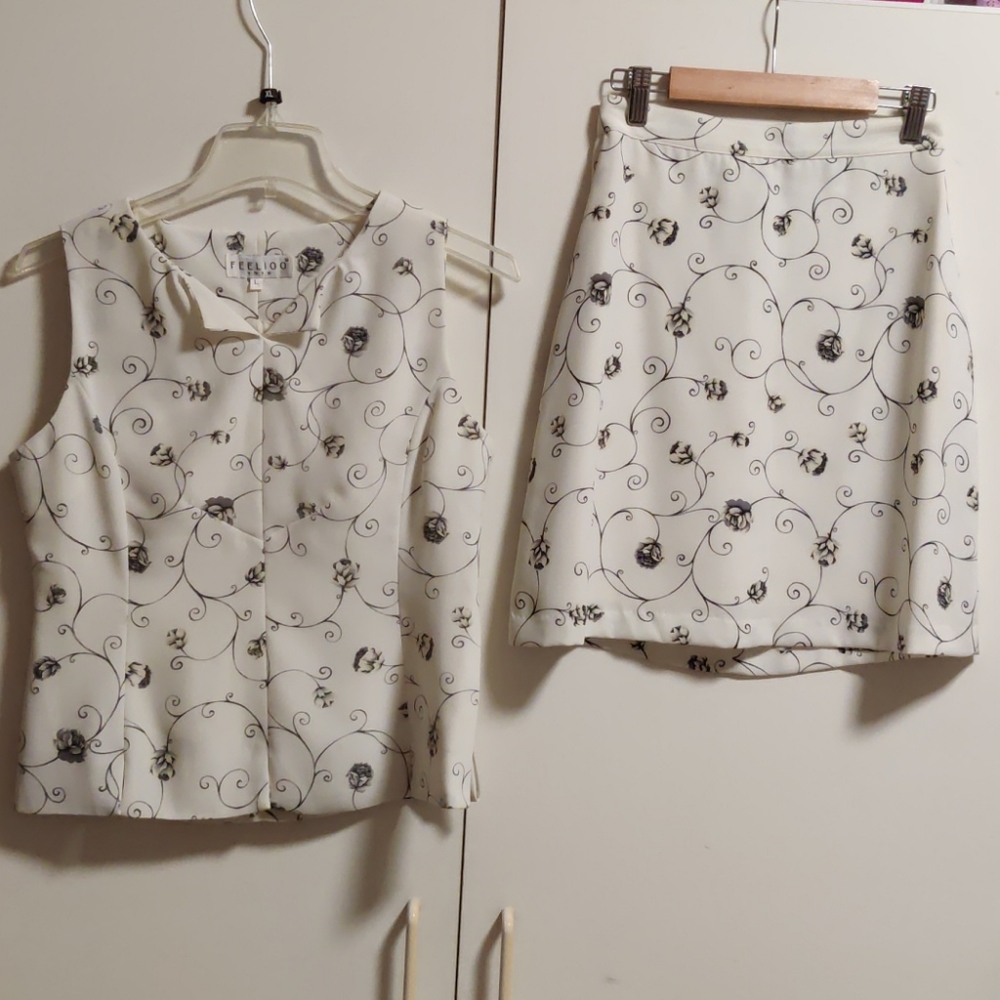 Floral blouse with skirt set